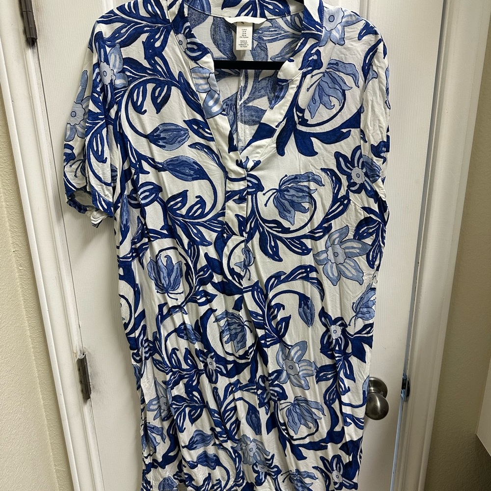H&M Blue and White Dress